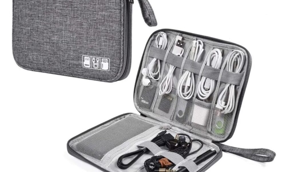 electroniccableorganizerbag grey front 1