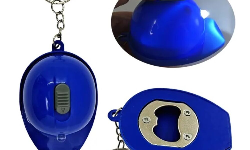 helmetbottleopenerLEDkeychain blue LED 1