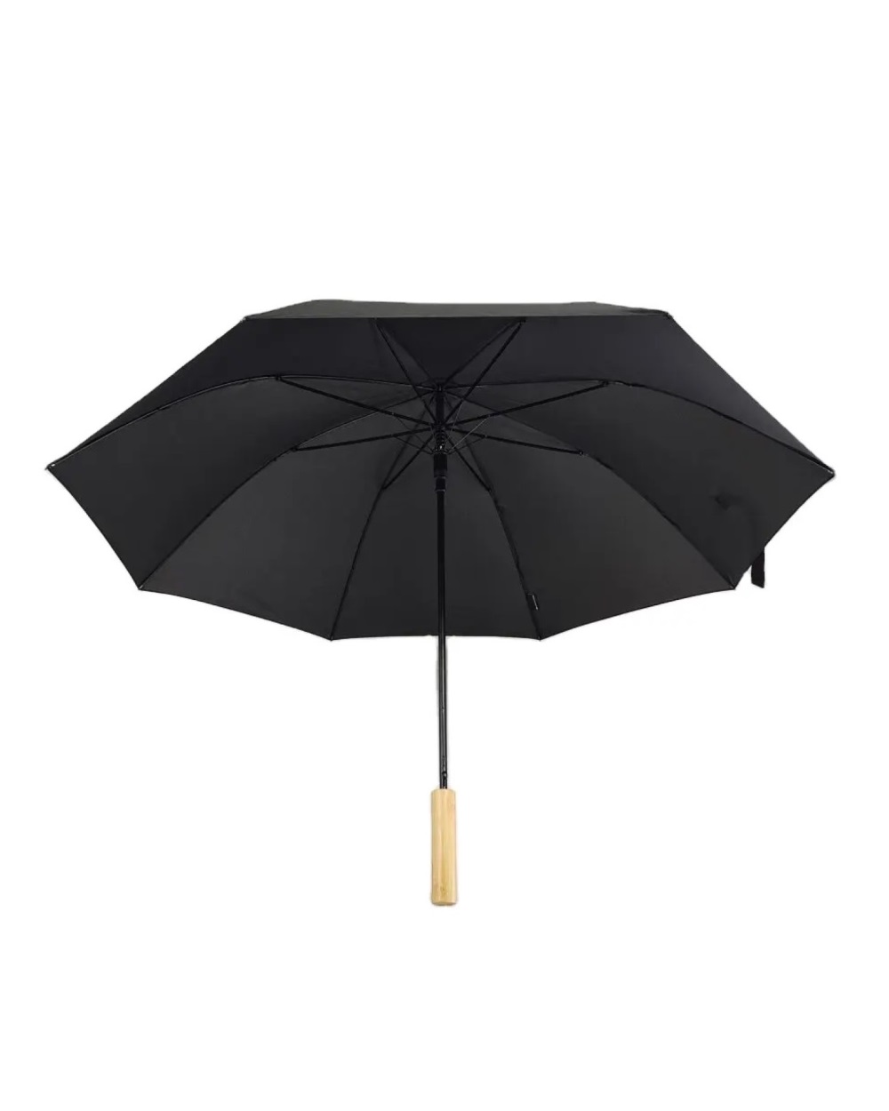 rpetstraightumbrella bamboohandle black open 1