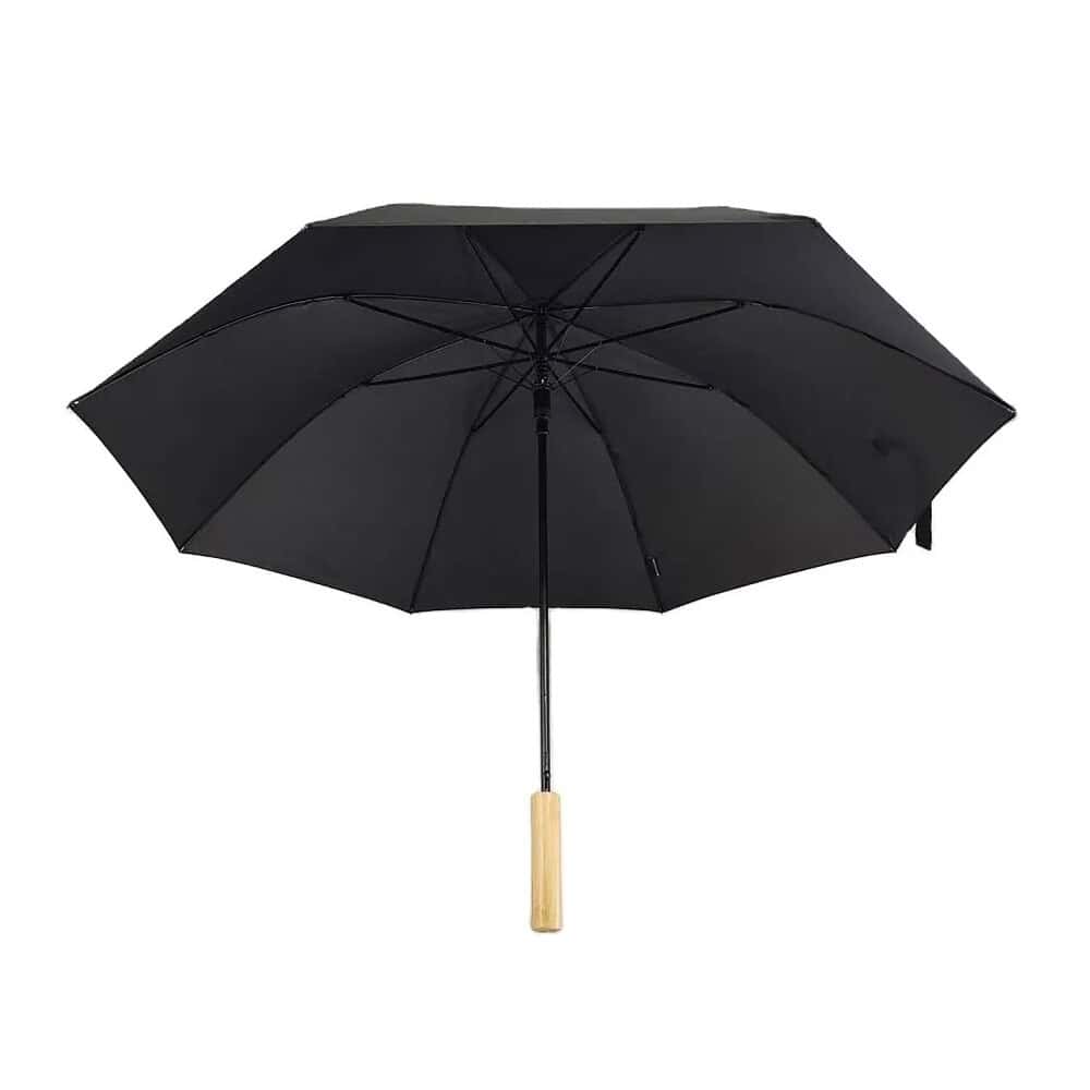 rpetstraightumbrella bamboohandle black open