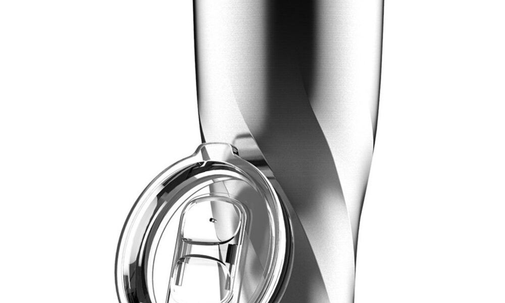 stainlesssteeltumbler twisted silver front1